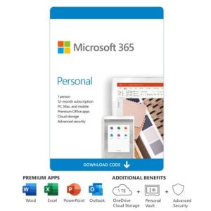 Microsoft Office 365 Personal – 1-Ano / PC, MAC ou Tablet