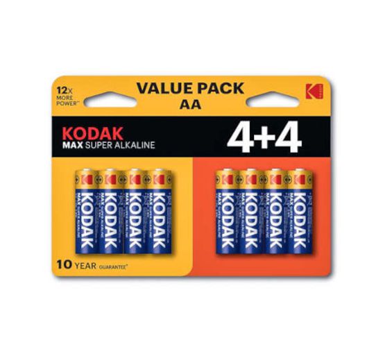 Pilha Kodak Max Super Alkalina AA 1.5V (4+4)