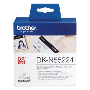 Rolo de Etiquetas Brother DK-N55224 54mm x 30.48m - Contínuo e Não Adesivo (Preto/Branco)