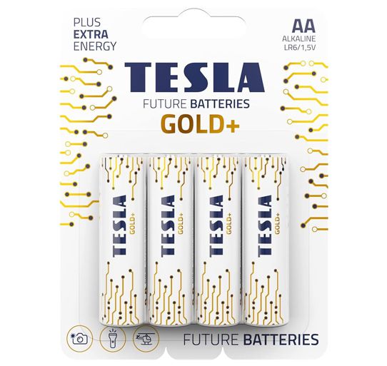 Pilhas alkalinas TESLA AA 1.5V Gold + (4 Pack)