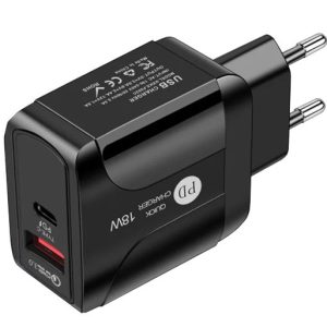 Carregador 20W Dual port USB type C/ USB type A LED