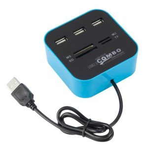 Hub Micro USB 2.0 de 3 portas e Leitor de cartão