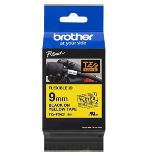 Fita Flexível Brother 9mm x 8m (Preto/Amarelo) TZe-FX621