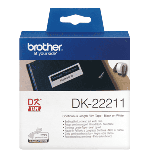 Rolo de Etiquetas Brother DK-22211 29mm x 15.24m - Contínuo (Preto/Branco)