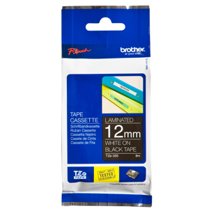 Fita Laminada Brother 12mm x 8m (Branco/Preto) TZe-335