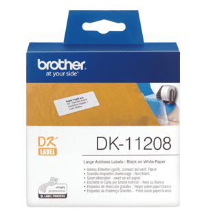 Rolo de Etiquetas Brother DK-11208 38mm x 90mm x 400un (Preto/Branco)
